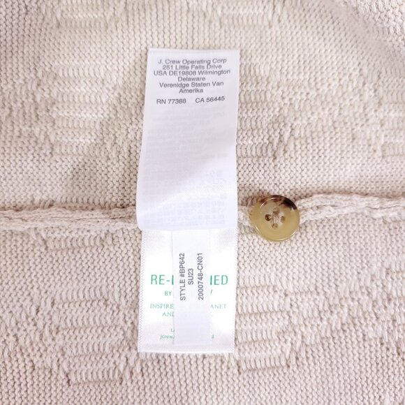 Knit for J Crew Mens XL Neutral Beige Cable Knit SS Cardigan Polo Sweater Cotton - Picture 10 of 12